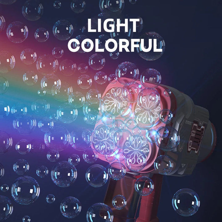 40 Holes Full Automatic Bubble Gun Toys For Kids Colorful Lights Soap Bubble Machine 