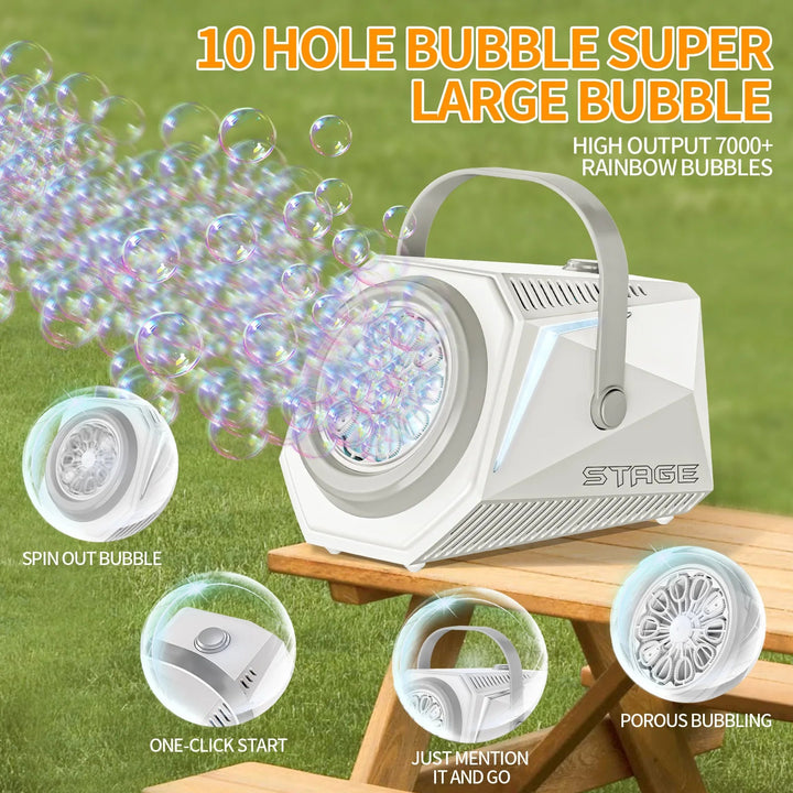Bubble Machine With Remote Control 10 Hole Electric Automatic Bubble Blower with Lamp 