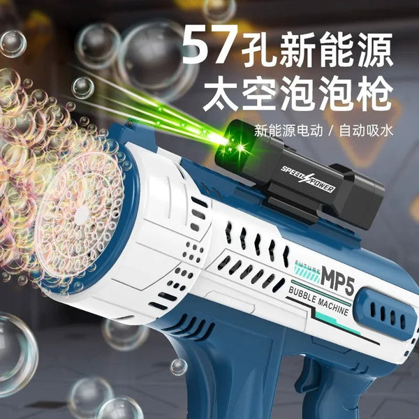 New fully automatic 57 hole new energy electric colorful light bubble gun 