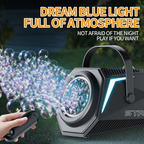 Bubble Machine With Remote Control 10 Hole Electric Automatic Bubble Blower with Lamp 