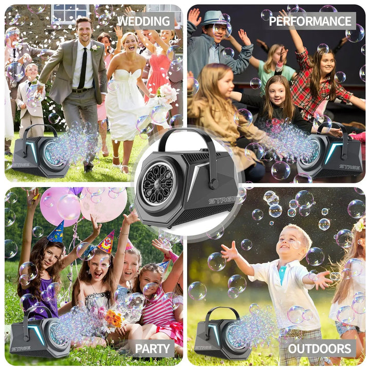 Bubble Machine With Remote Control 10 Hole Electric Automatic Bubble Blower with Lamp 