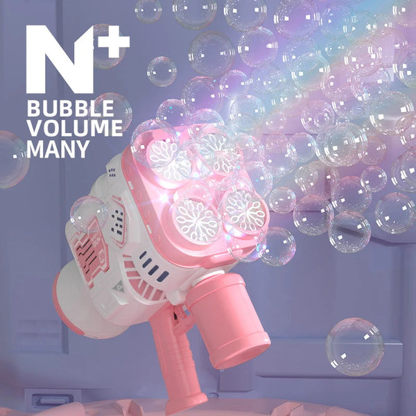40 Holes Full Automatic Bubble Gun Toys For Kids Colorful Lights Soap Bubble Machine 